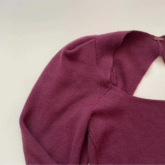 Free People Saffron Open Back Sweater Pomegranate Wine Women's Size XS - Picture 5 of 13